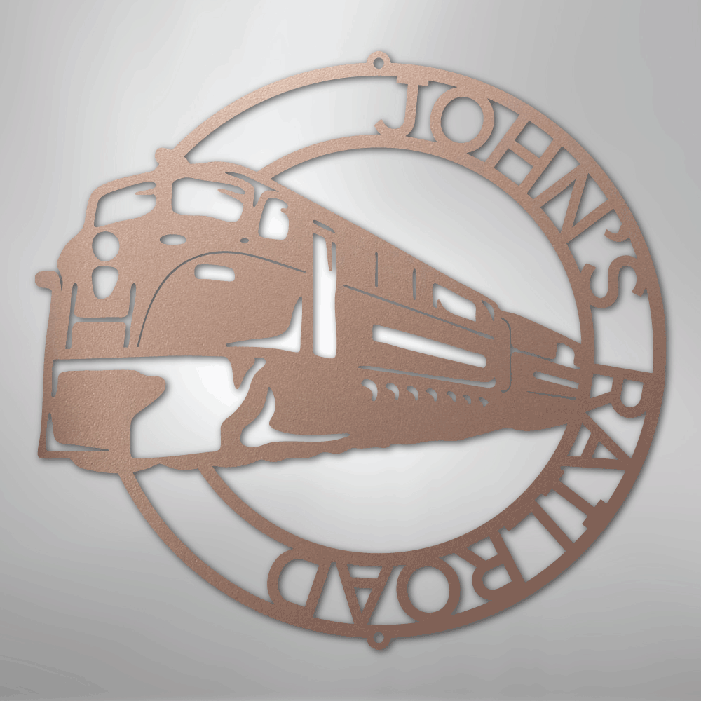 Modern Train Ring Monogram - Steel Sign