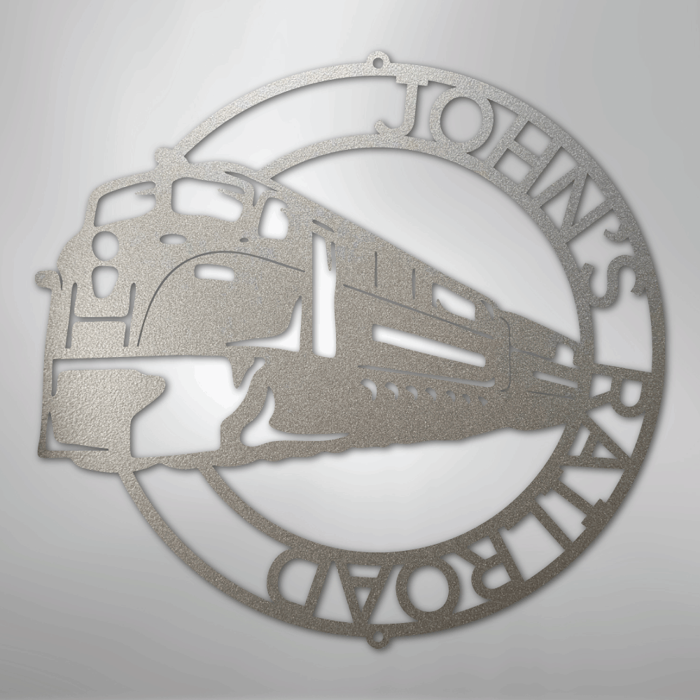 Modern Train Ring Monogram - Steel Sign