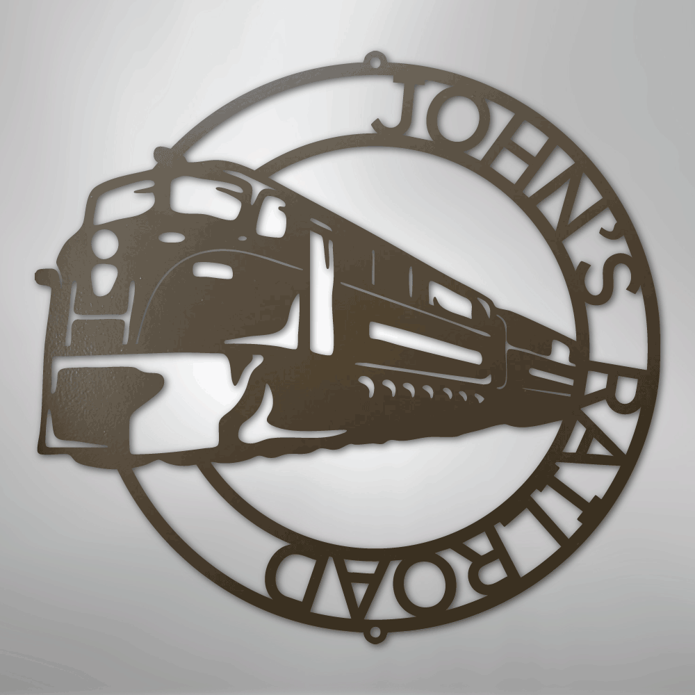 Modern Train Ring Monogram - Steel Sign