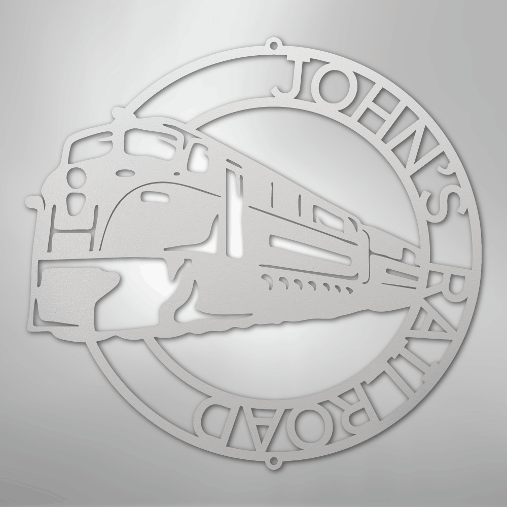 Modern Train Ring Monogram - Steel Sign