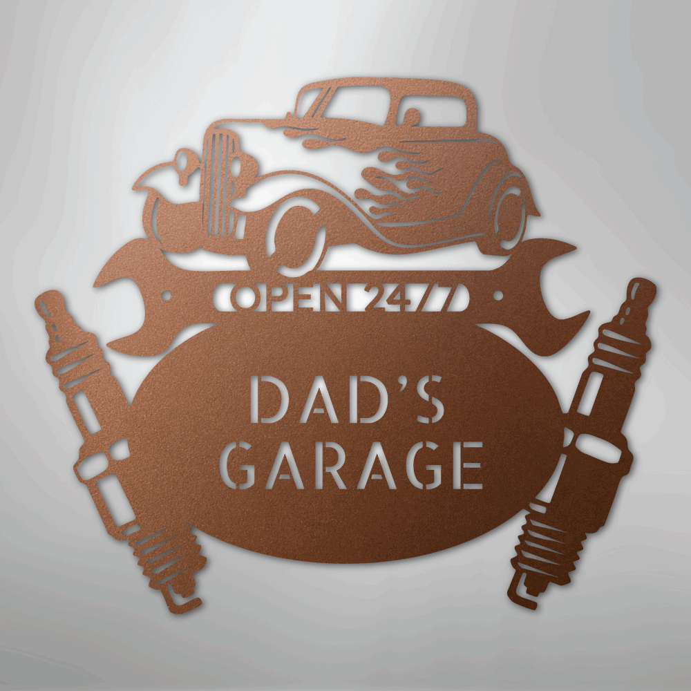Hot Rod Mechanic Monogram - Steel Sign