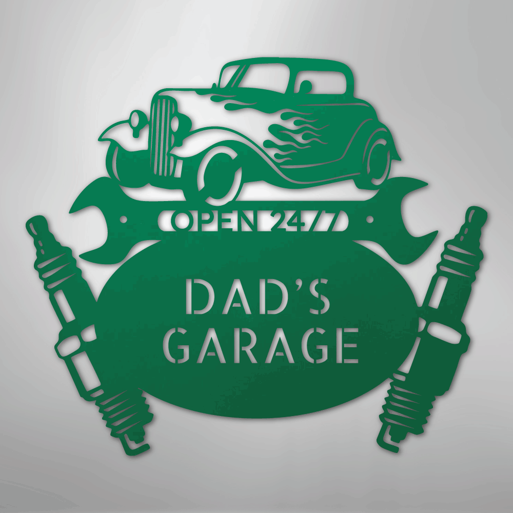 Hot Rod Mechanic Monogram - Steel Sign