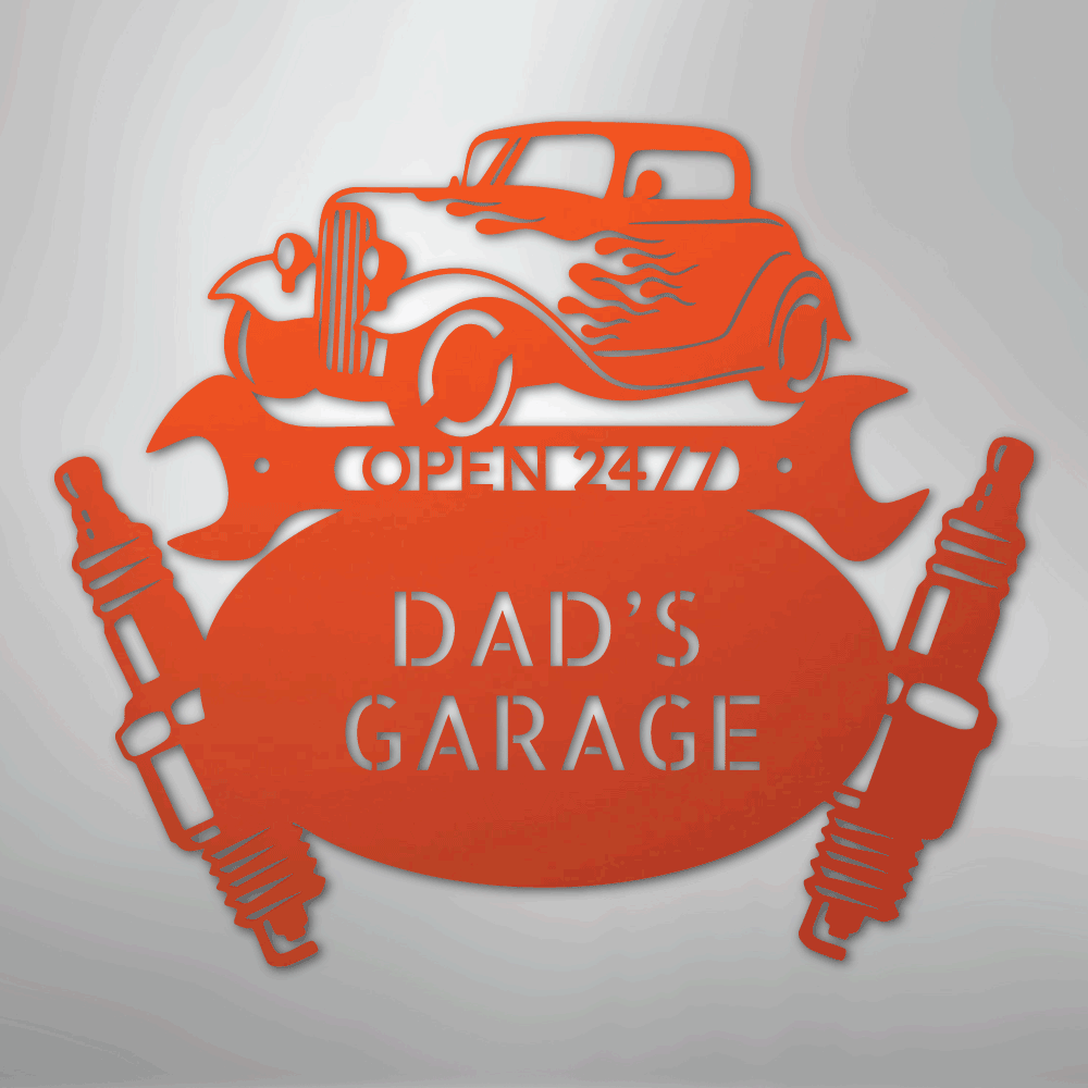 Hot Rod Mechanic Monogram - Steel Sign