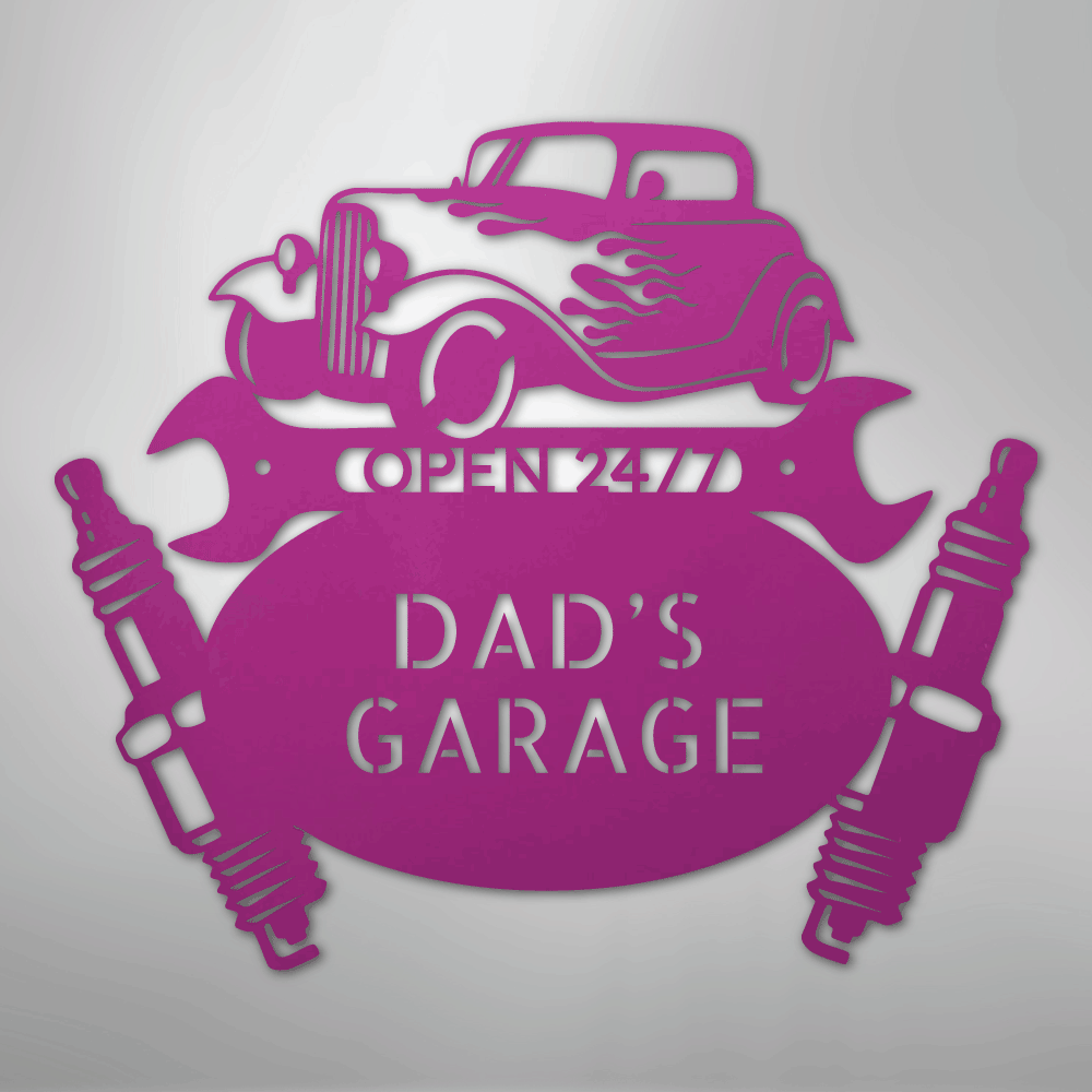 Hot Rod Mechanic Monogram - Steel Sign