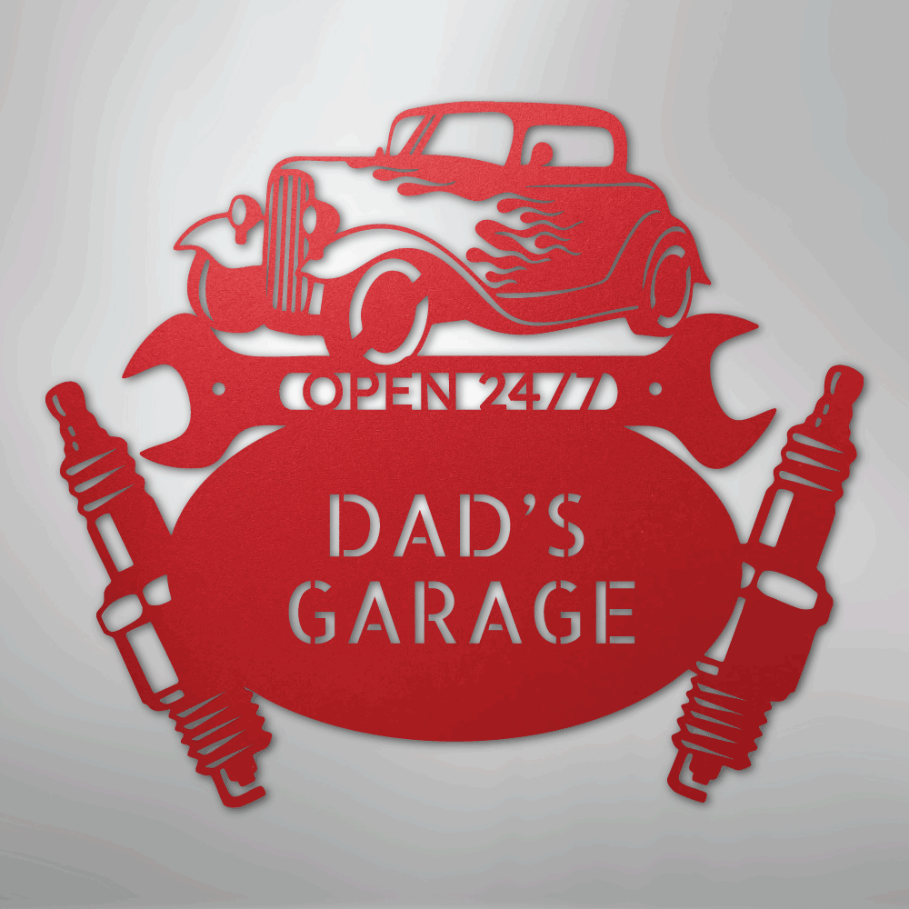 Hot Rod Mechanic Monogram - Steel Sign