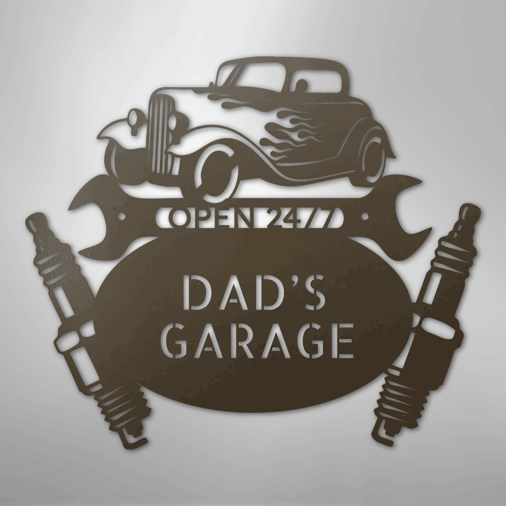 Hot Rod Mechanic Monogram - Steel Sign