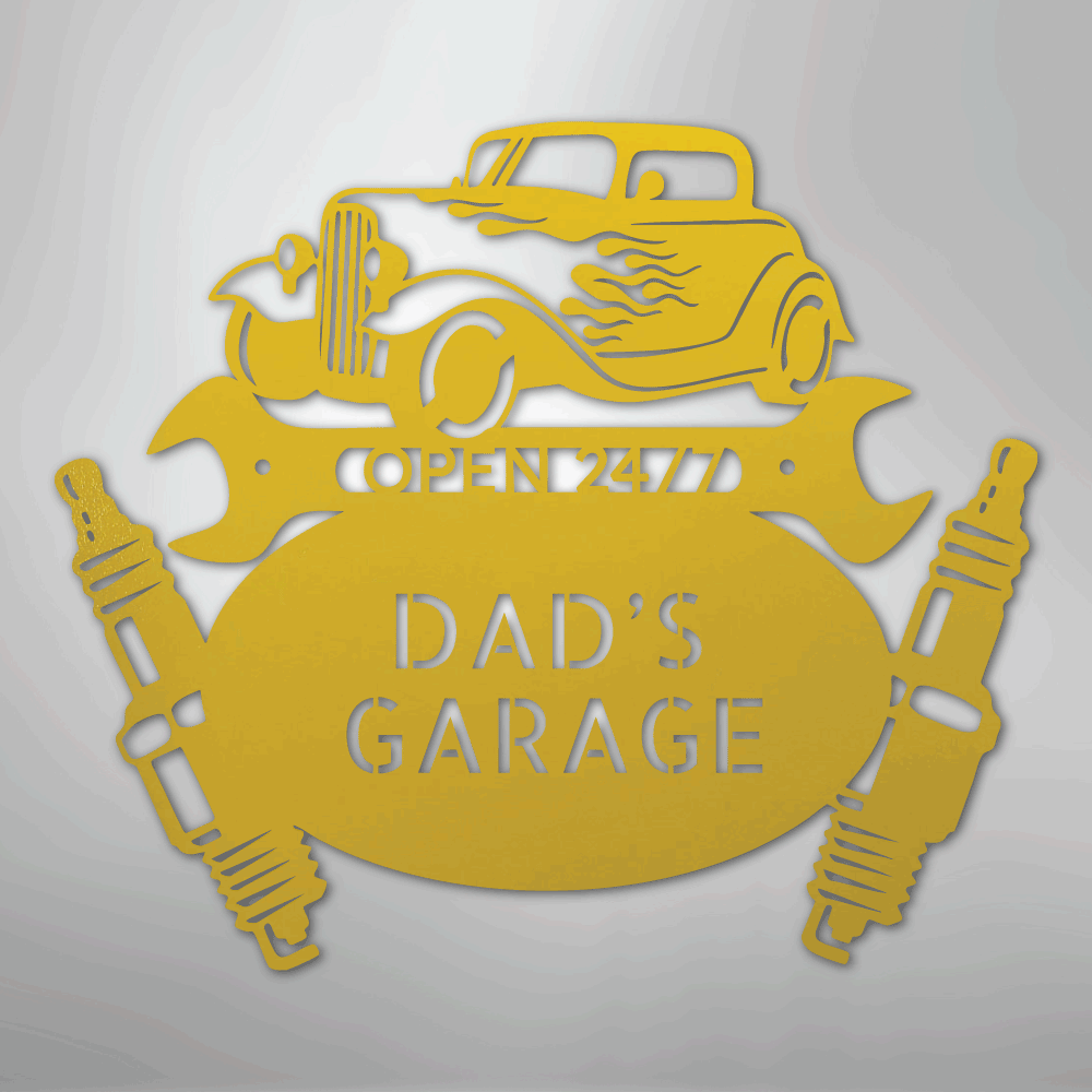 Hot Rod Mechanic Monogram - Steel Sign