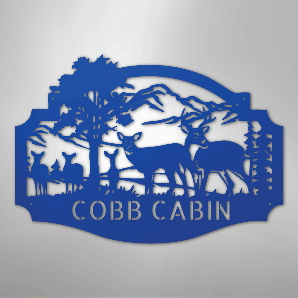 Deer Family Monogram - Steel Sign