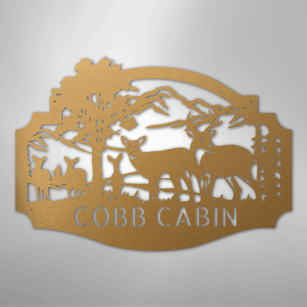Deer Family Monogram - Steel Sign
