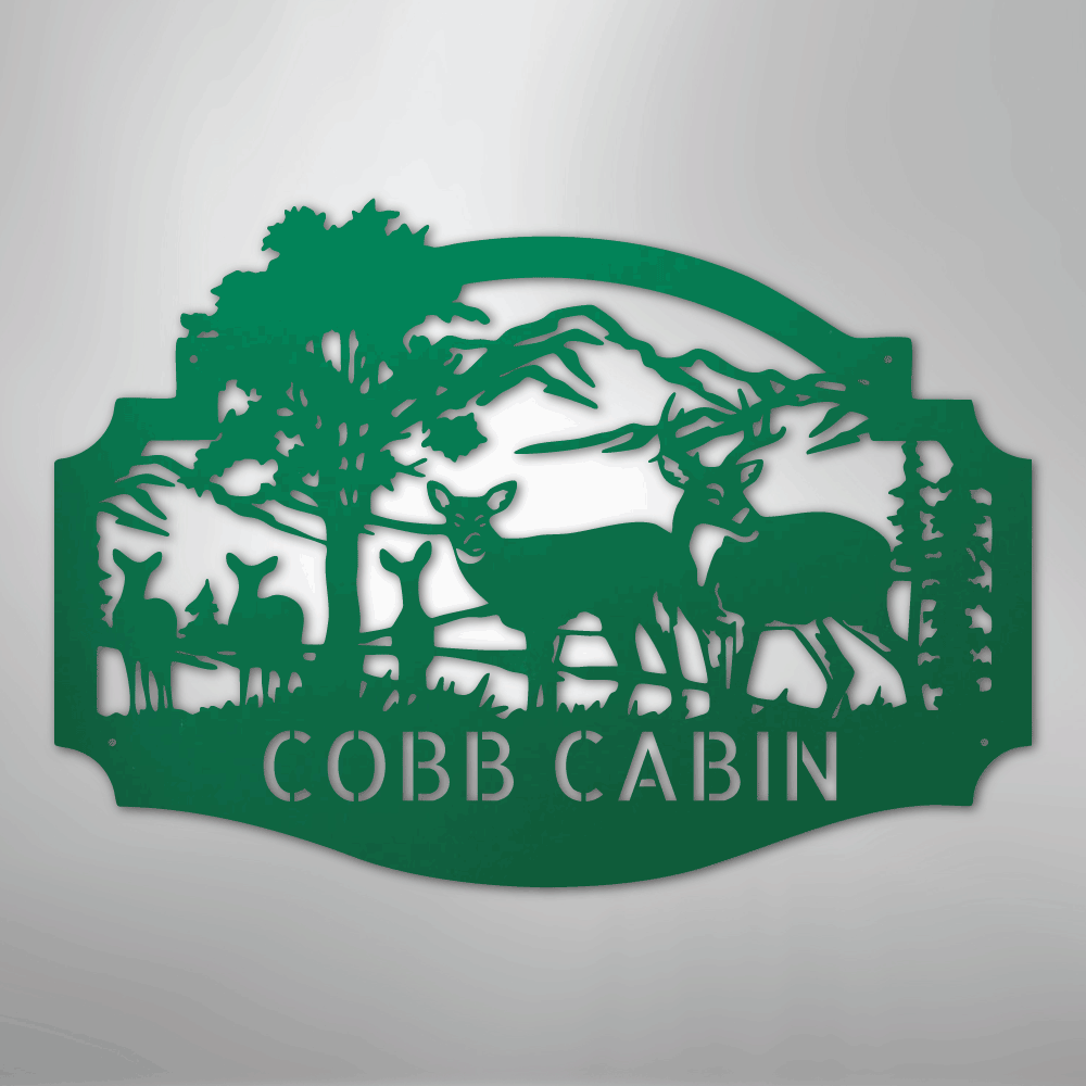 Deer Family Monogram - Steel Sign