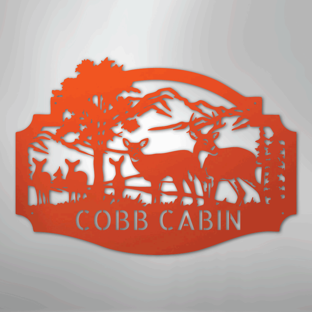 Deer Family Monogram - Steel Sign