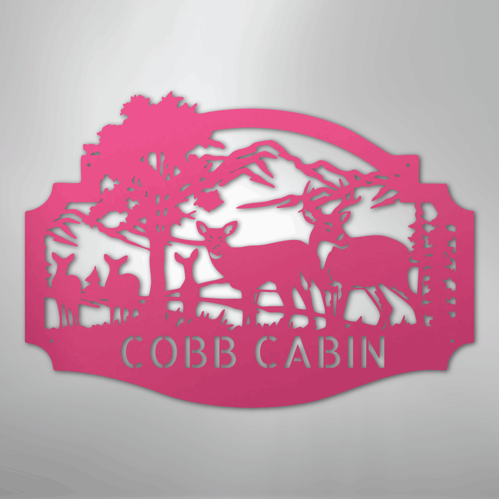 Deer Family Monogram - Steel Sign