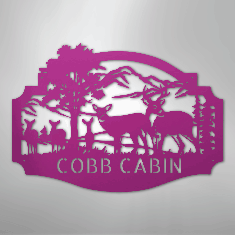 Deer Family Monogram - Steel Sign