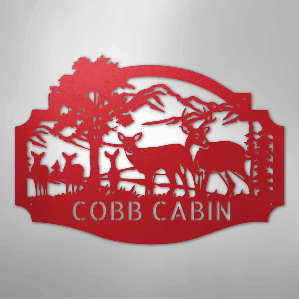 Deer Family Monogram - Steel Sign