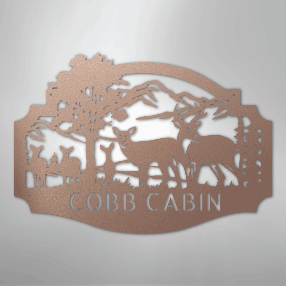 Deer Family Monogram - Steel Sign