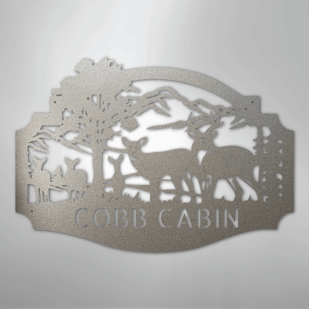Deer Family Monogram - Steel Sign