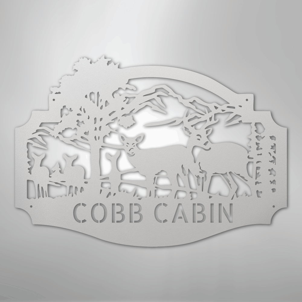 Deer Family Monogram - Steel Sign
