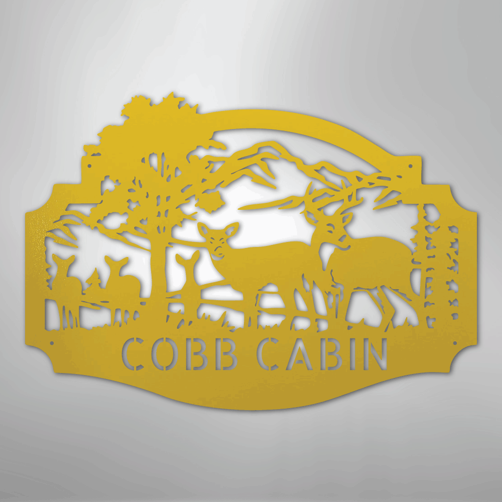 Deer Family Monogram - Steel Sign