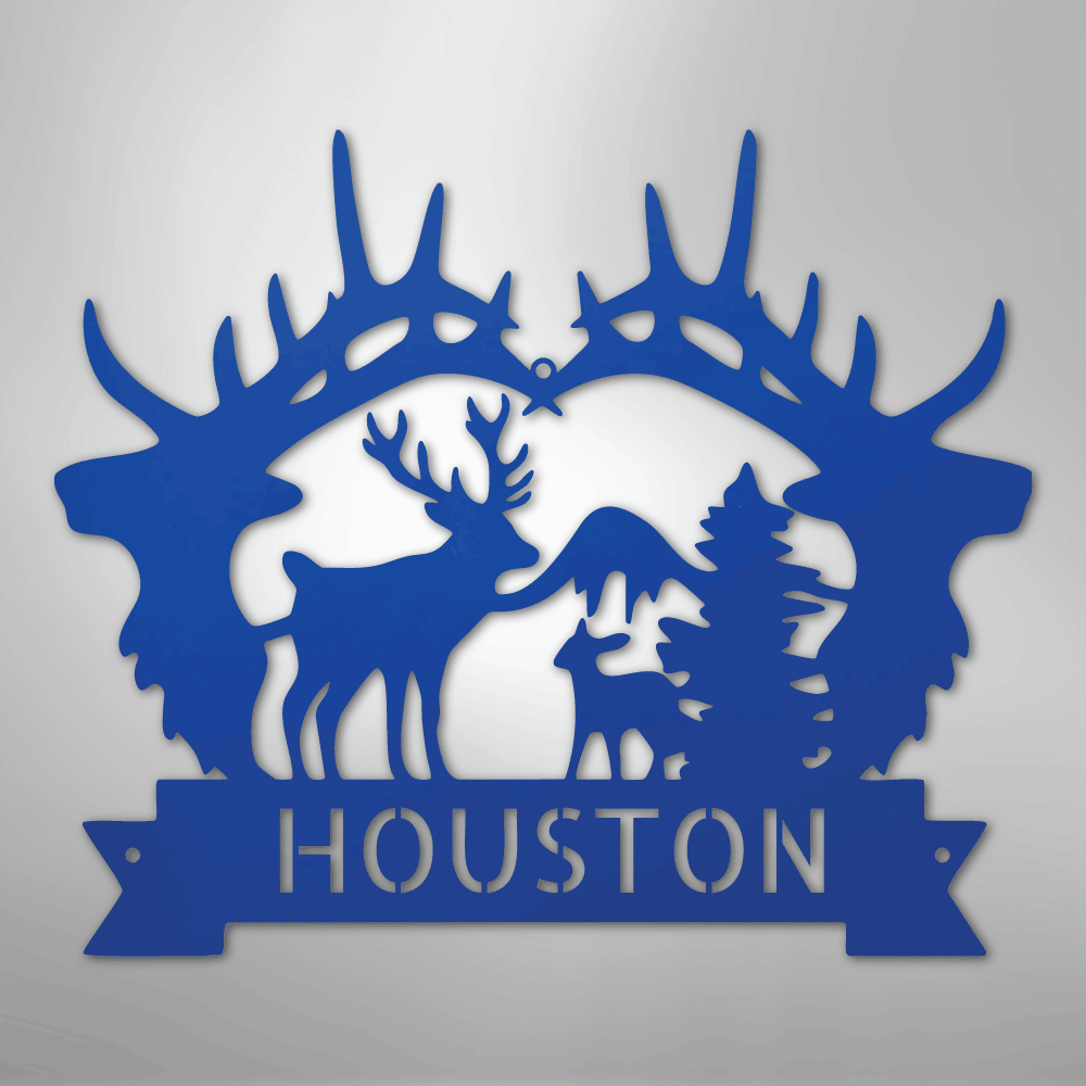 Big Antler Monogram - Steel Sign