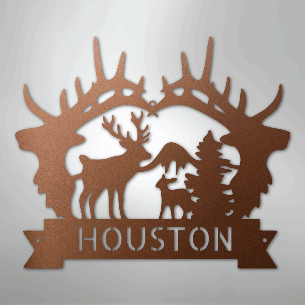 Big Antler Monogram - Steel Sign