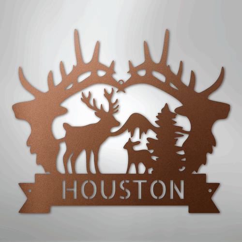 Big Antler Monogram - Steel Sign