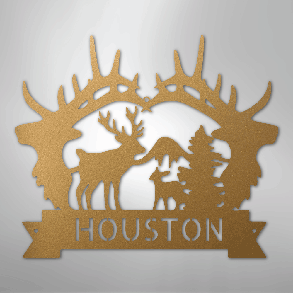 Big Antler Monogram - Steel Sign