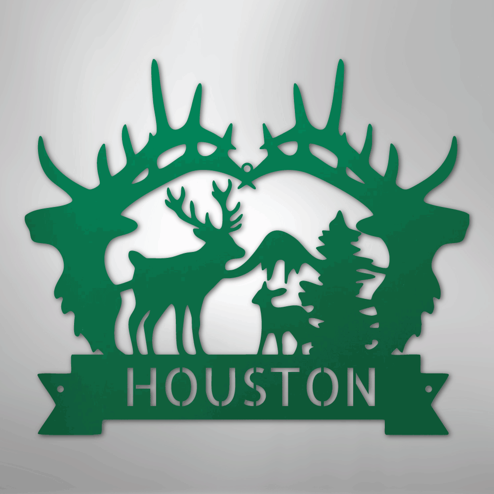 Big Antler Monogram - Steel Sign