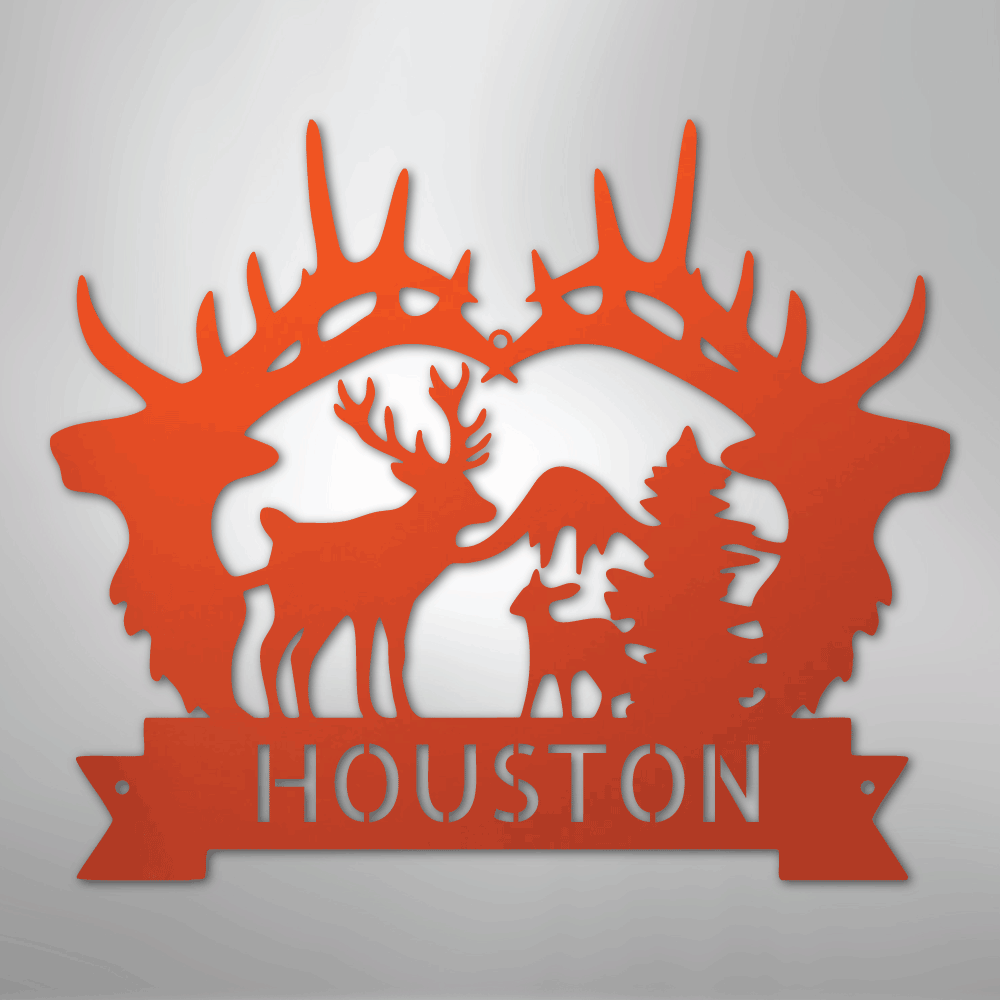 Big Antler Monogram - Steel Sign