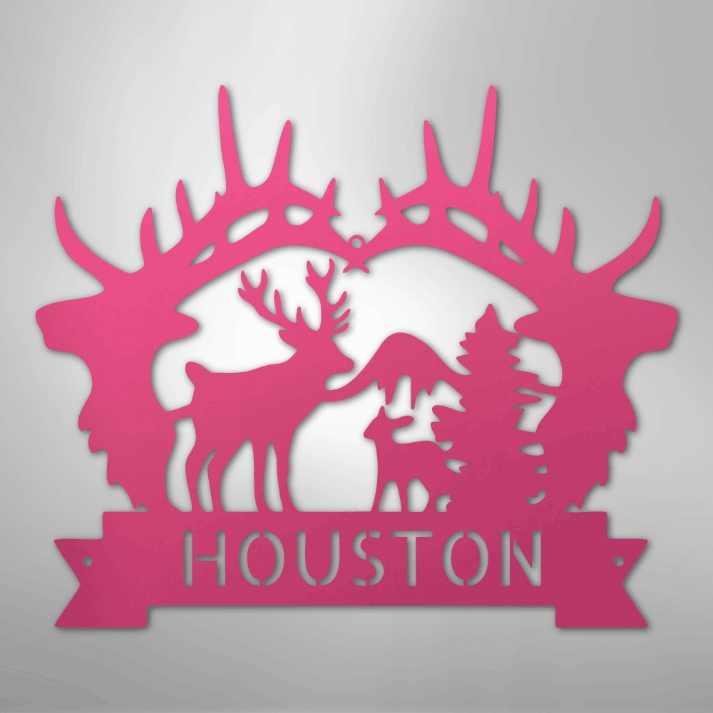 Big Antler Monogram - Steel Sign