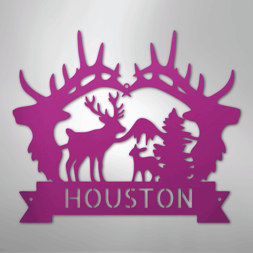Big Antler Monogram - Steel Sign