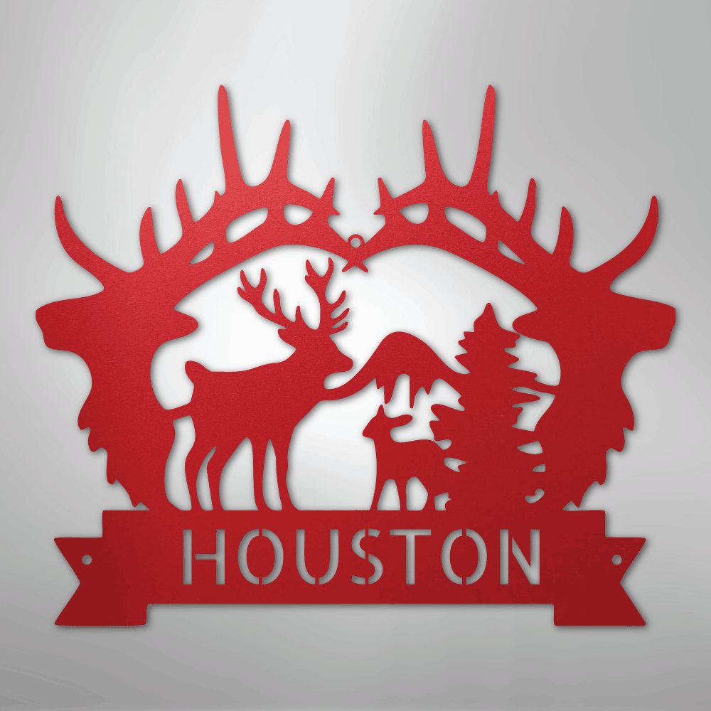 Big Antler Monogram - Steel Sign