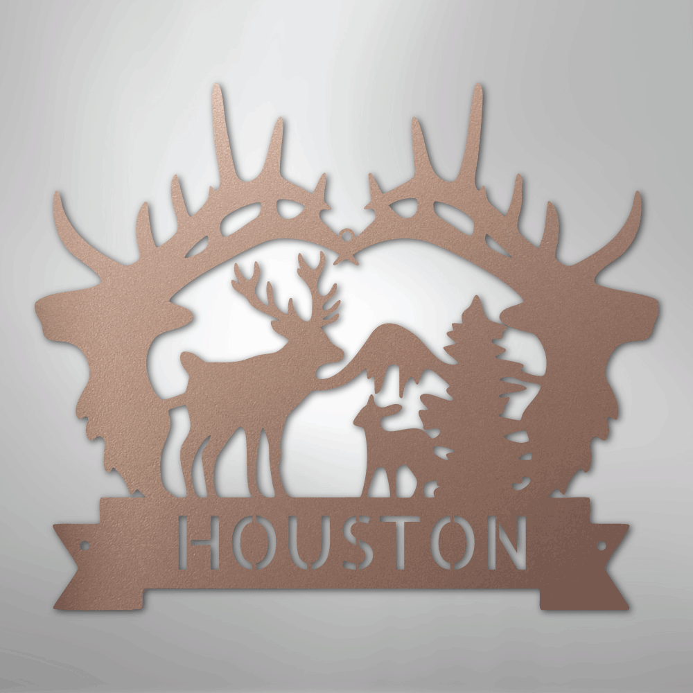 Big Antler Monogram - Steel Sign
