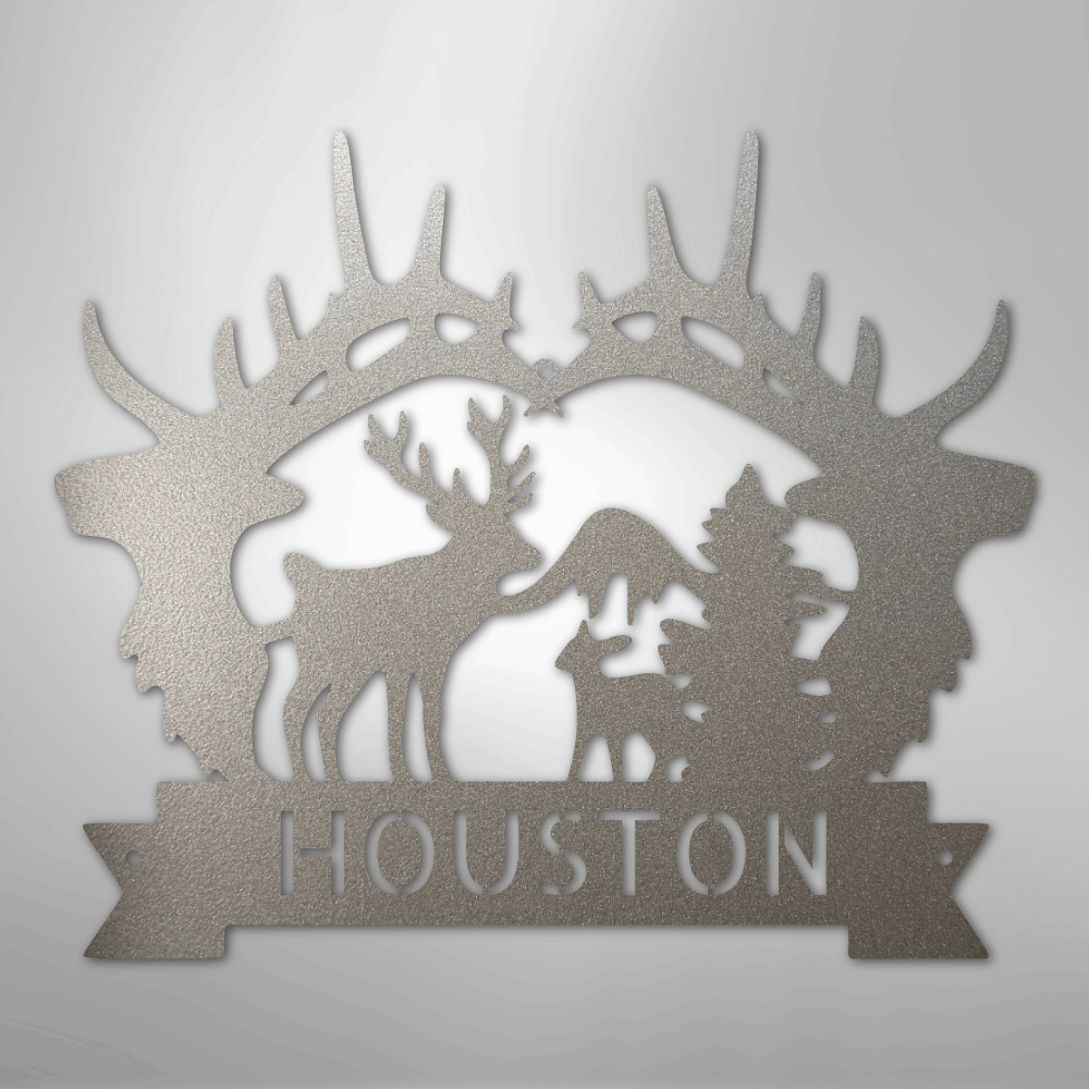 Big Antler Monogram - Steel Sign