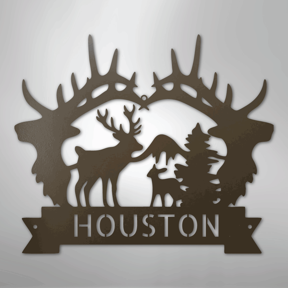 Big Antler Monogram - Steel Sign