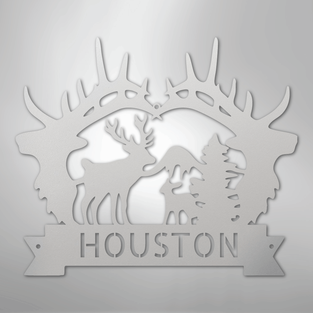 Big Antler Monogram - Steel Sign