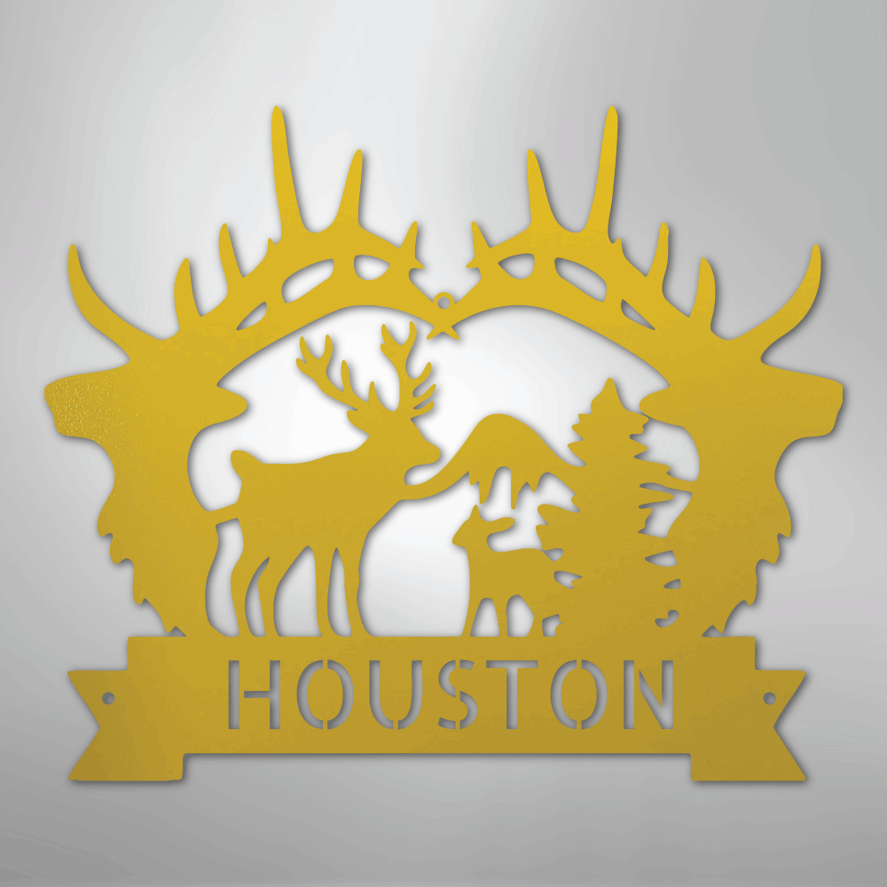 Big Antler Monogram - Steel Sign