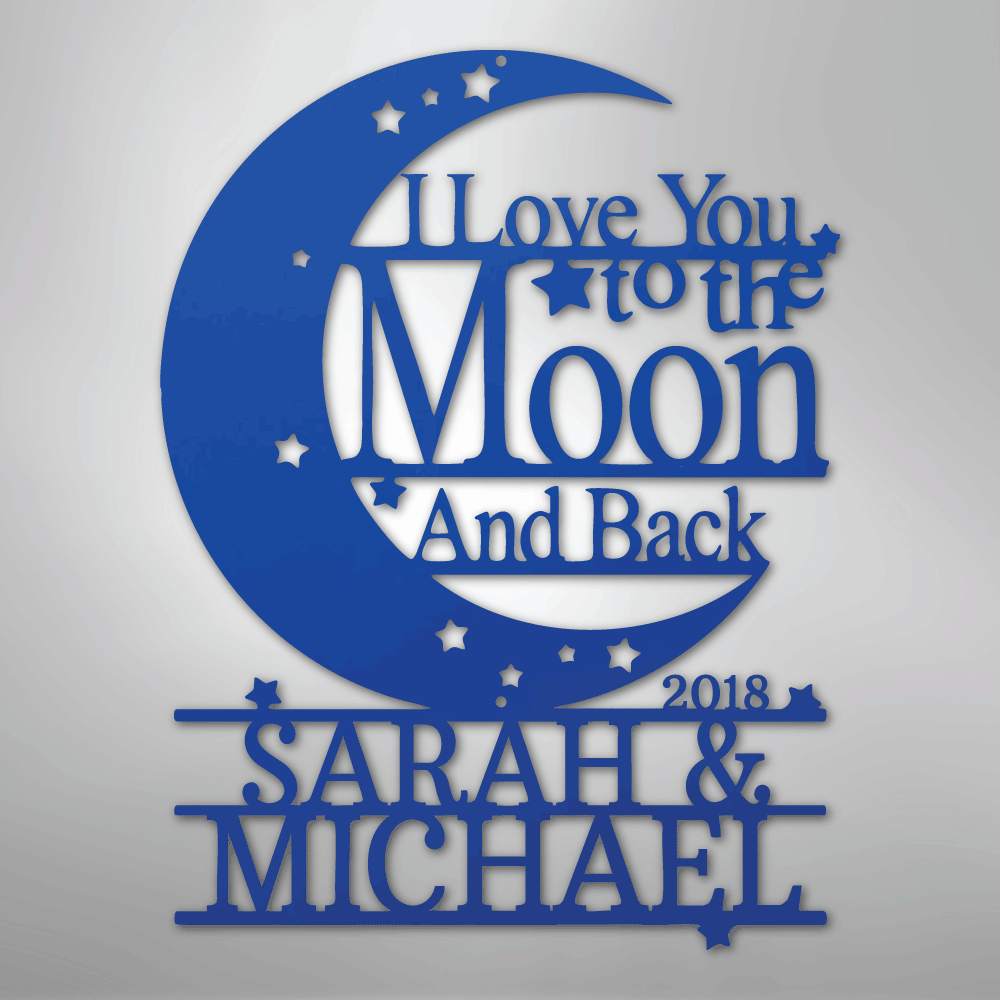Moon and Back Monogram - Steel Sign