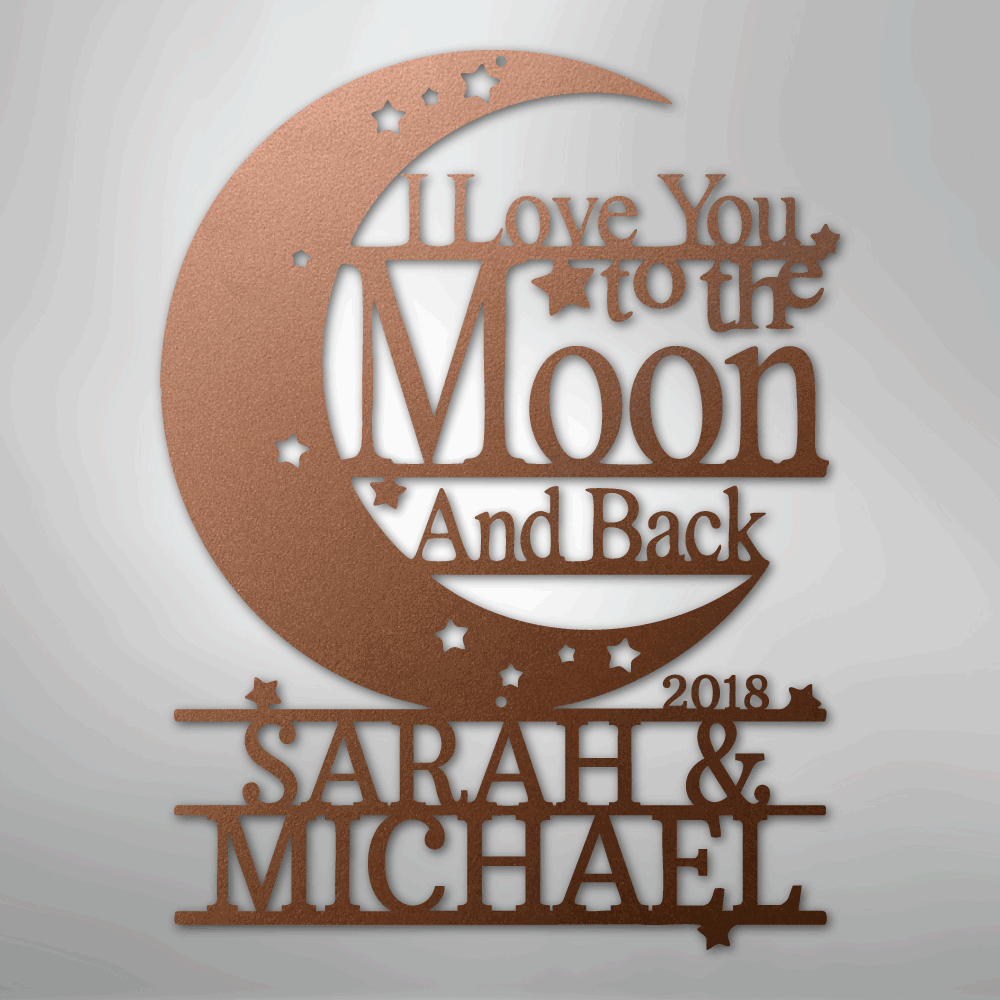 Moon and Back Monogram - Steel Sign