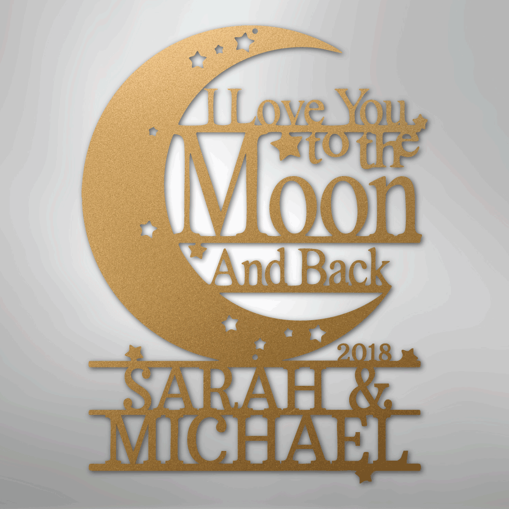 Moon and Back Monogram - Steel Sign