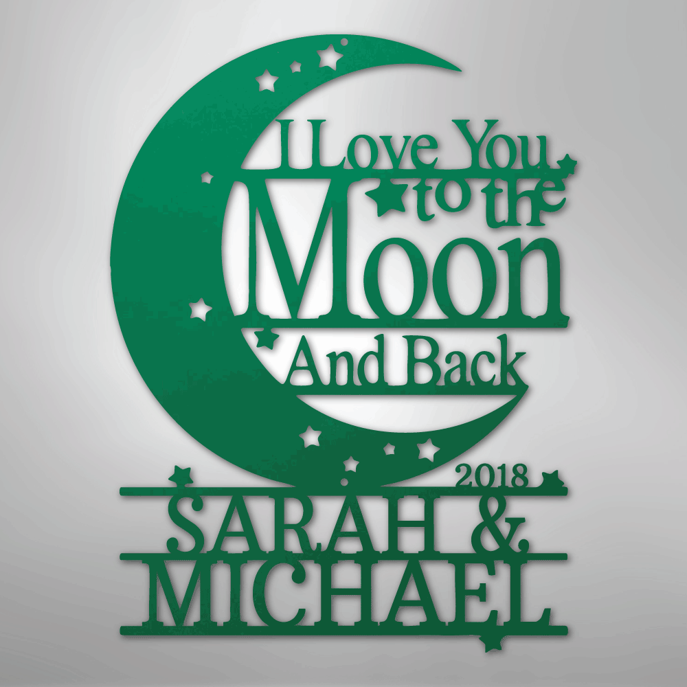 Moon and Back Monogram - Steel Sign