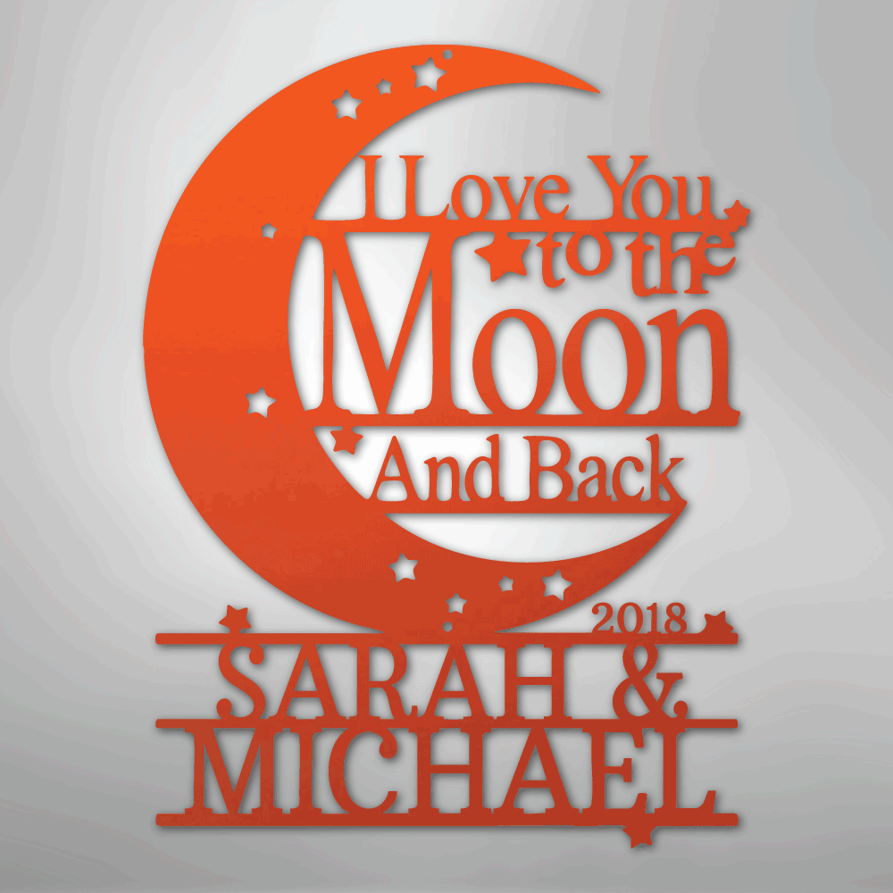 Moon and Back Monogram - Steel Sign