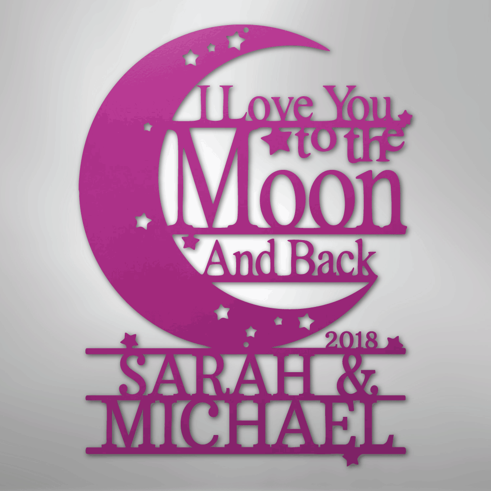 Moon and Back Monogram - Steel Sign