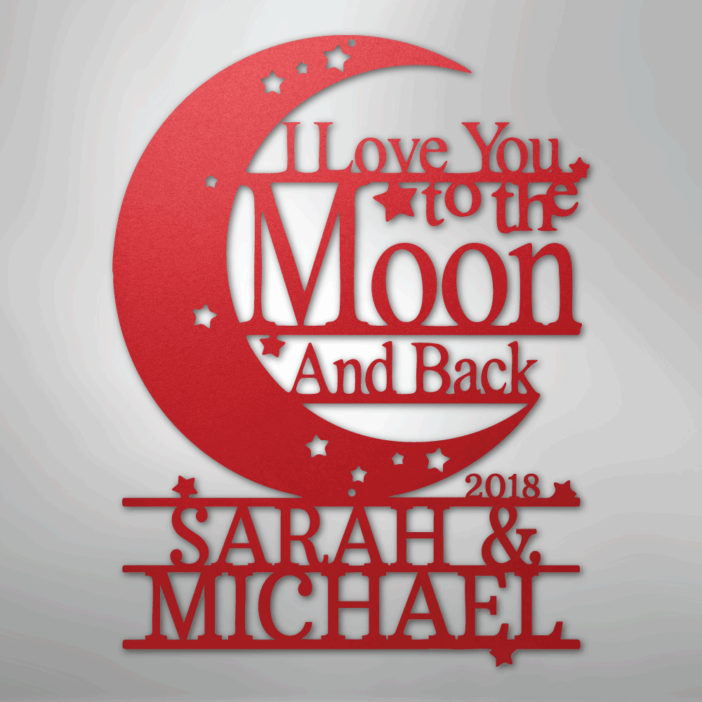 Moon and Back Monogram - Steel Sign