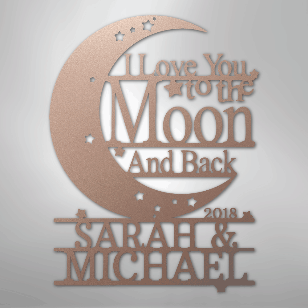 Moon and Back Monogram - Steel Sign