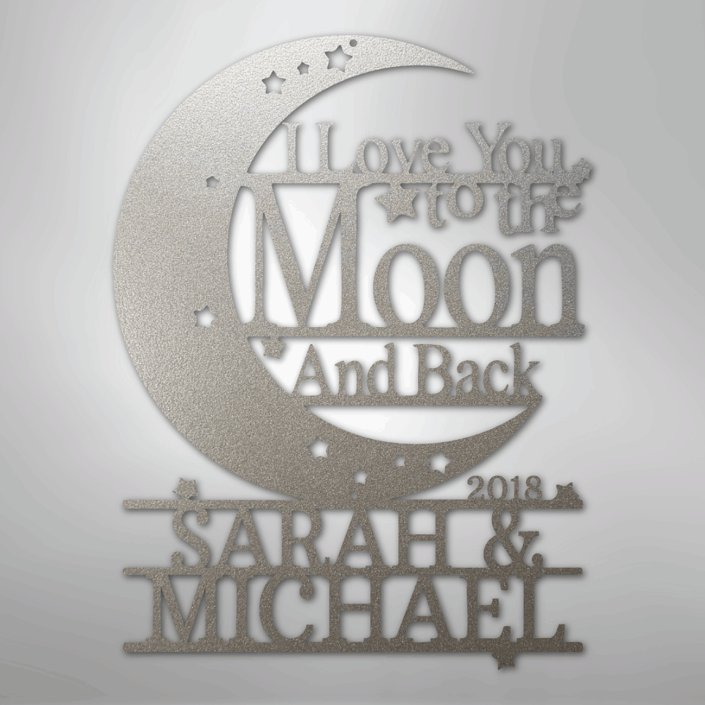 Moon and Back Monogram - Steel Sign
