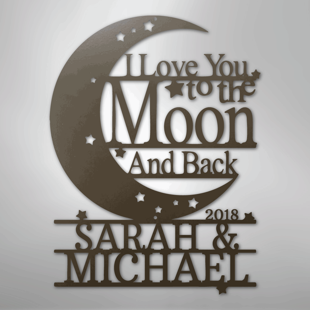 Moon and Back Monogram - Steel Sign