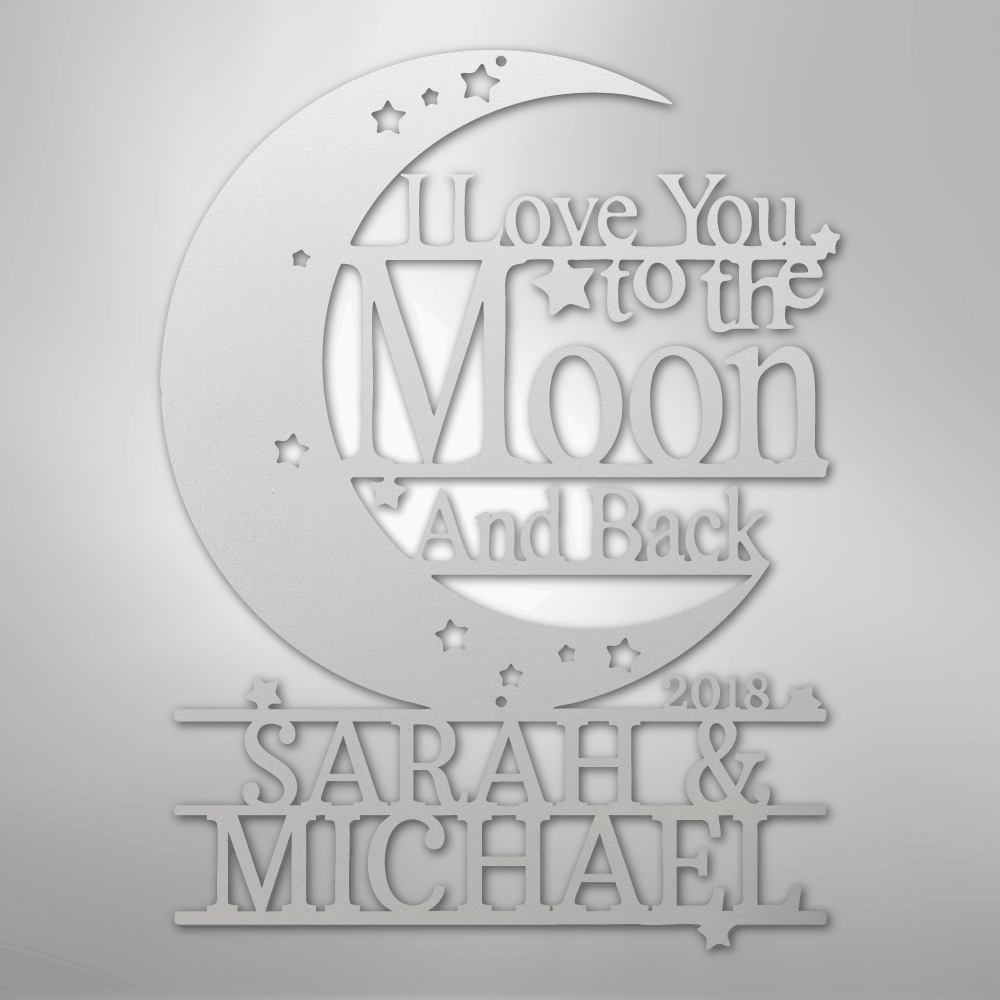 Moon and Back Monogram - Steel Sign