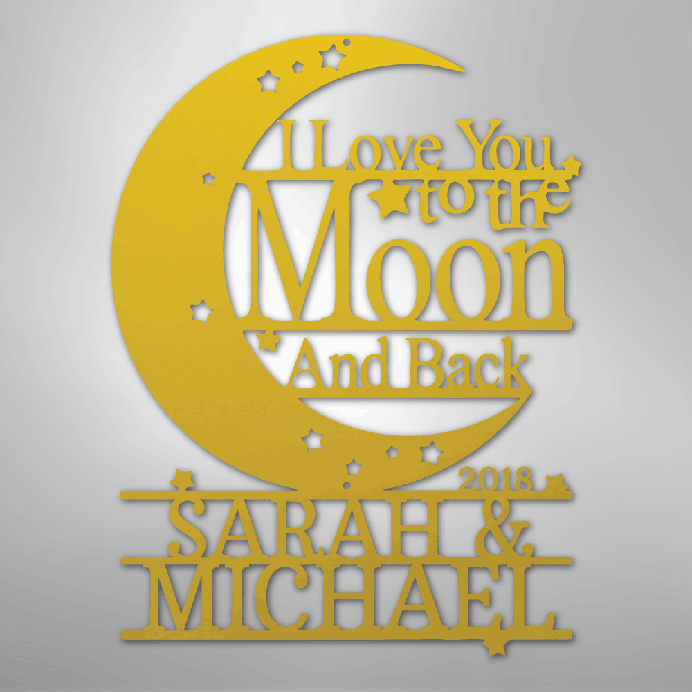 Moon and Back Monogram - Steel Sign