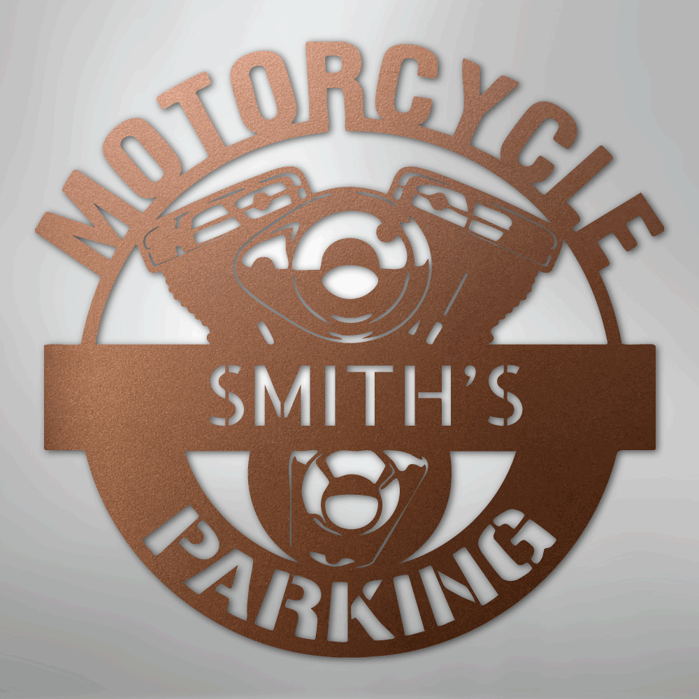 Motorcycle Parking Monogram - Steel Sign