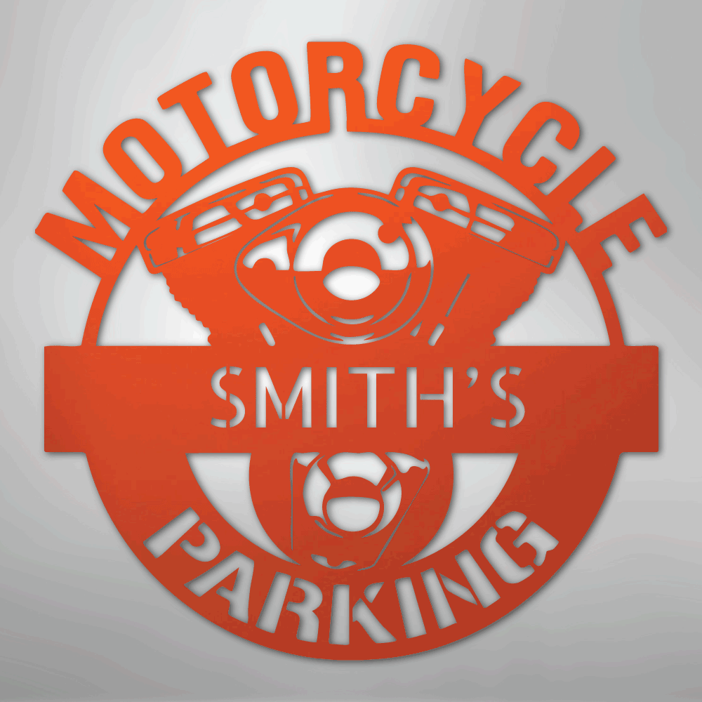 Motorcycle Parking Monogram - Steel Sign